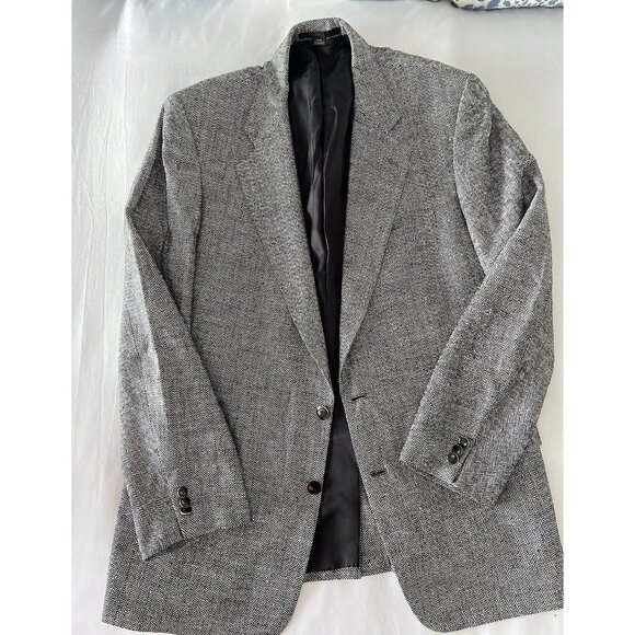 Harry Lebow 100% Silk Sz 41R Herringbone 2-Button Sport Coat Blazer Jacket Korea - Picture 11 of 16
